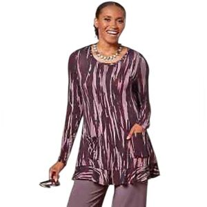 LOGO Lori Goldstein Tunic Slouchy Pockets Stretch Jersey Artsy Plus Size 1X